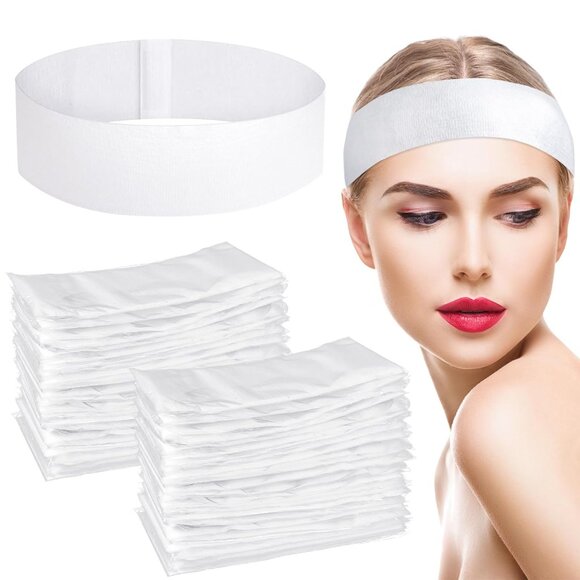 150 Pieces Disposable Hairband for Women Non-woven Fabric Spa Headband for Secu